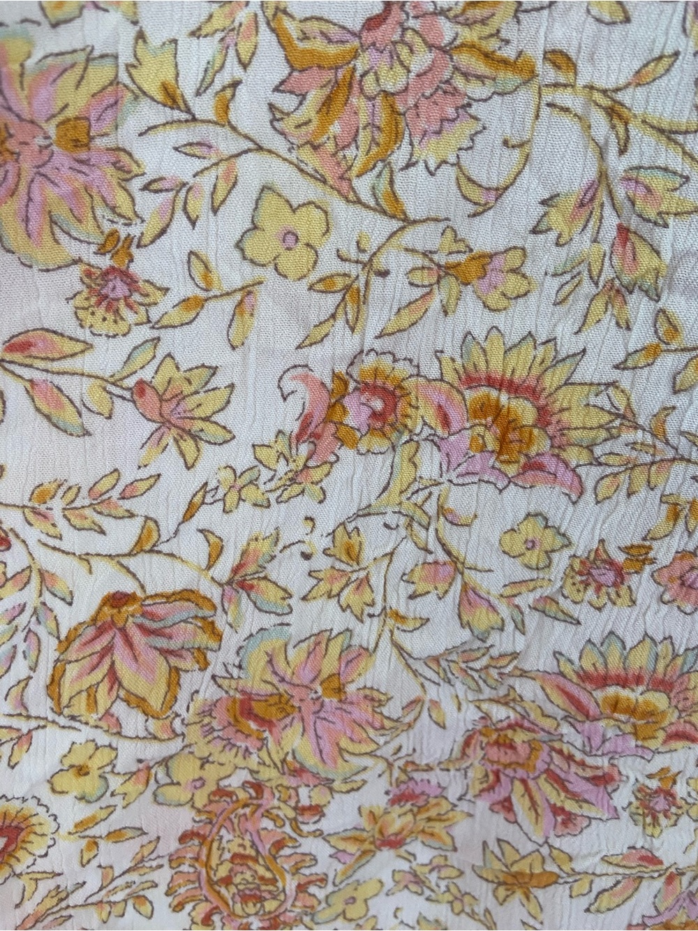 Billabong Floral V-Neck Short Sleeve Dress in Cream, Pink and Yellow - Picture 4 of 4